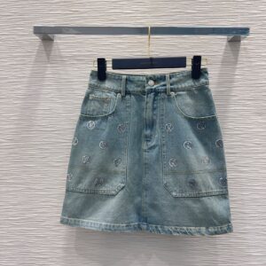 Louis Vuitton - Jupe courte denim broderies - Bleu clair