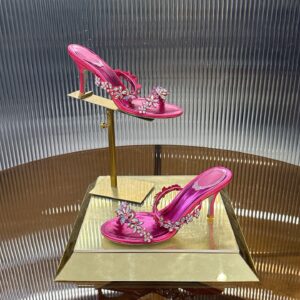 Rene Caovilla - Sandales à talon - Rose fuchsia strass