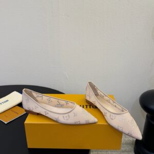 Louis Vuitton - Ballerines pointues - Beige nude monogramme strass