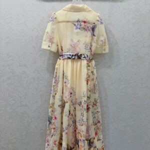 Zimmermann - Robe midi manches courtes imprimé floral - Jaune