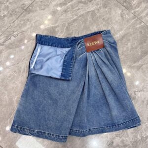 Loewe - Jupe courte drapée denim - Bleu