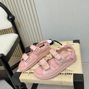 Chanel - Sandales plates - Rose pastel