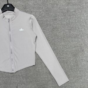 Alo - Veste sport cropped zippée - Gris clair