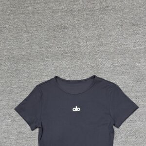 Alo - T-shirt ajusté logo brodé - Gris anthracite
