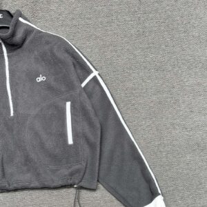 Alo - Sweat sport cropped demi-zip - Gris