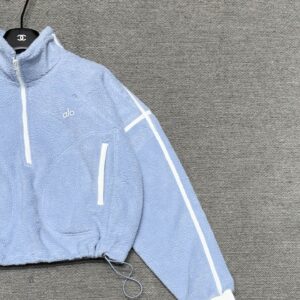 Alo - Sweat sport cropped demi-zip - Bleu ciel