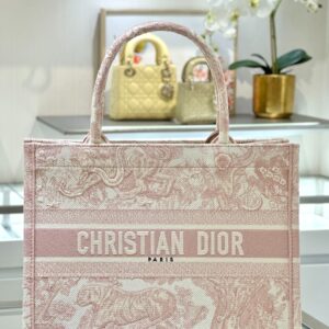 DIOR-Cabas Book Tote toile rose poudre