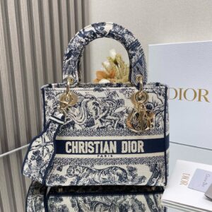 DIOR-Cabas Book Tote toile bleu denim