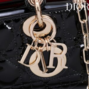 DIOR-Mini sac a main cannage verni noir